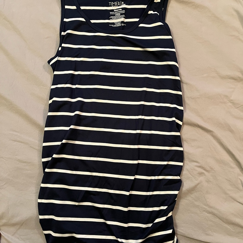 Time and Tru Striped Maternity Top - Navy and White